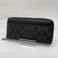 COACH コーチ 長財布 シグネチャー PVC レザー 黒 アコーディオンのサムネイル