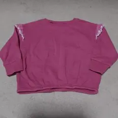 ピンク レース付き長袖トレーナー