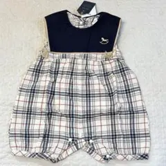 cottoli チェック柄ロンパース