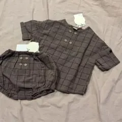 新品 子ども服 チェック セットアップ 半袖 短パン 綿100% 70 80