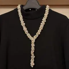 パールロングネックレス ホワイト シルバー