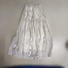 GRL　クリームホワイト ドット柄 フレアロングスカート　Fサイズ