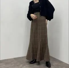 apres jour mignon ブラウン チェック柄　マーメイドスカートのサムネイル