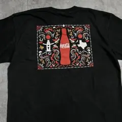 コカコーラ バックプリントTシャツ ポケット ブラック バンダナ柄 企業ロゴ