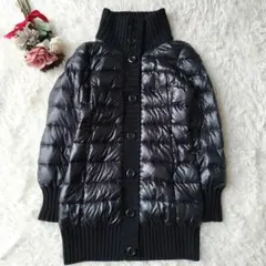 美品✨ヘルノ　ダウンコート　ニット切替　シャイニー　ブラック　40/L