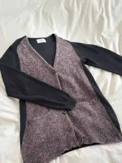 PLST ニットカーディガン 黒と紫のミックス