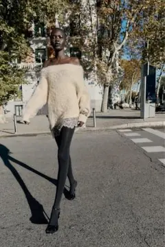 新品未使用タグ付き ZARA レースコンビニットセーター