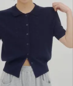【umm.】衿付きアイレットポロカーディガンのサムネイル