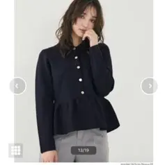 coca 金ボタンフレアニットトップス　ネイビー