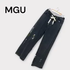 一点物　MGU　韓国ファッション　ペイント デニム　ワイドパンツ ペイント加工