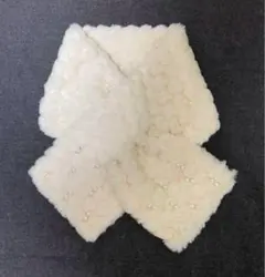 アイボリー ファー マフラー パール装飾