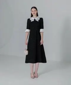 leja 花柄レースカラースパンコールAラインドレス