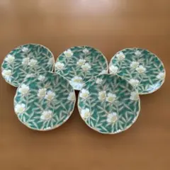 有田焼　明宝窯　金彩草花　菓子皿5枚セットのサムネイル