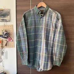 80s Eddie Bauer 黒タグ チェックシャツ ボタンダウン Mサイズ