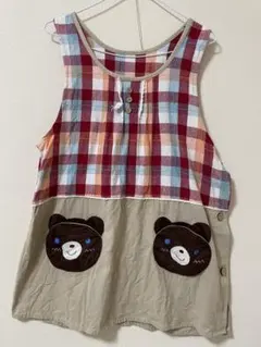 くまチェック　エプロン