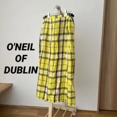 オニールオブダブリン　リネン100% キルトスカート イエロー サイズUS10