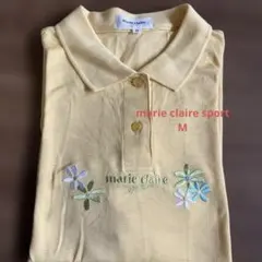 marie claire 花刺繍 ポロシャツ Mサイズ 淡い黄色のサムネイル