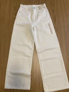 【新品】無印良品　婦人　デニムワイドバギーパンツ　生成　W23×L29