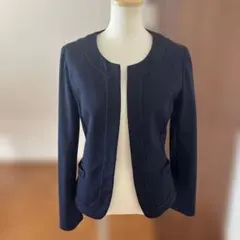 紺ノーカラージャケットのサムネイル