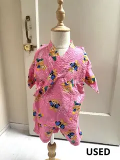 ピンク クマ柄 甚平　100