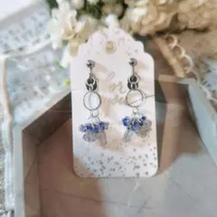 フープ/カットガラスひし形/イヤリング/パープル/ファルファーレ/筒型ビーズ