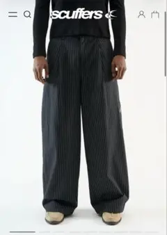CS stripe cross tuck drape slacks - メルカリ