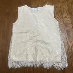 アイボリー レース ノースリーブ トップス