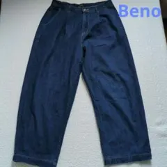 Beno ワイド デニムパンツ タックバギーパンツ　サイズＭのサムネイル