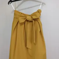 フレアスカート マスタード ひざ丈