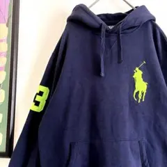 け**様 ラルフローレン パーカー ビックポニー 蛍光 ネイビー swag
