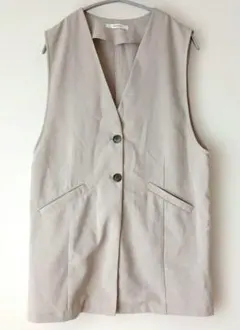 DISCOAT ベージュ ノーカラーベスト