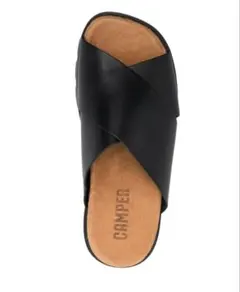 美品】CAMPER ブルートゥス サンダル 25 黒 クロスストラップ レザー