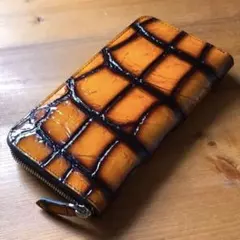 45z クロコダイル 脇腹 長財布 メンズ レディース キャメル オレンジ 