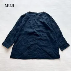 無印良品　リネンシャツ(M)7分袖　大人カジュアル　ナチュラル　ループボタン
