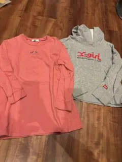 X-girl 130 トレーナーワンピ　パーカーセット