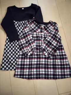 無印良品　チェック　ワンピース　90