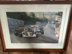 フェラーリF1 アートポスター 額装品アランプロスト直筆サイン入り