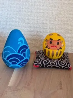起き上がりこぼし 青海波＆だるまさん 座布団付き ２点セット！