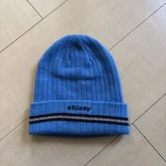 Stussy ビーニー ニット帽 ブルー ライン
