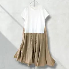 クラフトスタンダードブティック ドッキングワンピース ペプラム 異素材 綿 F