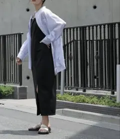 Ray Cassin シアーストライプバンドカラーシャツ ブルー　シアーシャツのサムネイル
