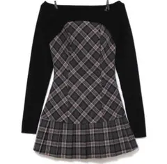Selena check mini dress gray andmary