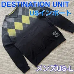 DESTINATION UNIT アーガイル Vネック コットンセーターUS-L