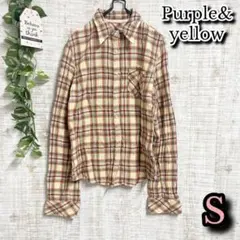 【purple&yellow】トップス　S　ネルシャツ　チェック　オレンジのサムネイル