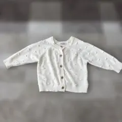 petit main アイボリー ドット編みカーディガン 80cm