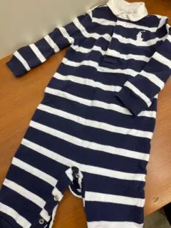 ★ラルフローレン★　長袖ロンパース　60.70　ネイビーボーダー　ベビー服 6m
