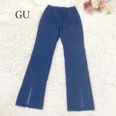 s2723【ジーユー】フレア デニム ジーンズ ハイウエスト ウエストゴム M