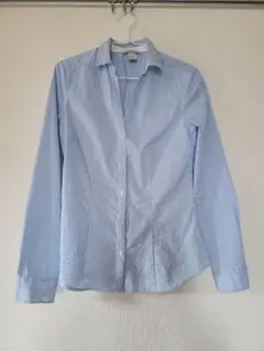 H&M ホワイト×ブルー ストライプ 長袖シャツ　カジュア