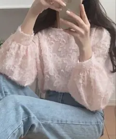 LAUIR レディーストップス　シャツブラウス　レース　ピンク　春服　ZOZOのサムネイル