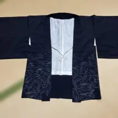 黒 植物模様刺繍 羽織